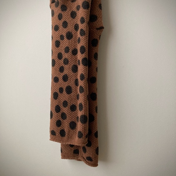 joodito merino wool sweater wrap scarf long muffler polkadot spotted brown black - Picture 10 of 12